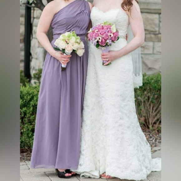 Lavender one sleeve bridesmaids dress, bill levkoff size 4 - Picture 4 of 4